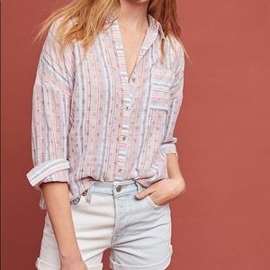 EUC Anthro Maeve Breckenridge Striped polka shirt
